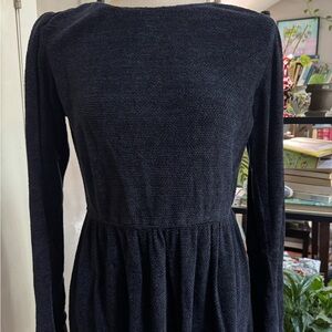 J. Jill Black Long-Sleeve Textured Knit Dress